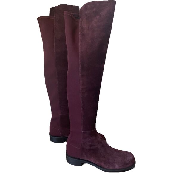 New Stuart Weitzman 5050 Bold Suede Over ther Knee Boots in Cabernet Size 10 - Picture 5 of 6
